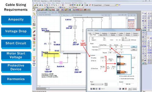 Pacote de software - Cable Sizing - Etap