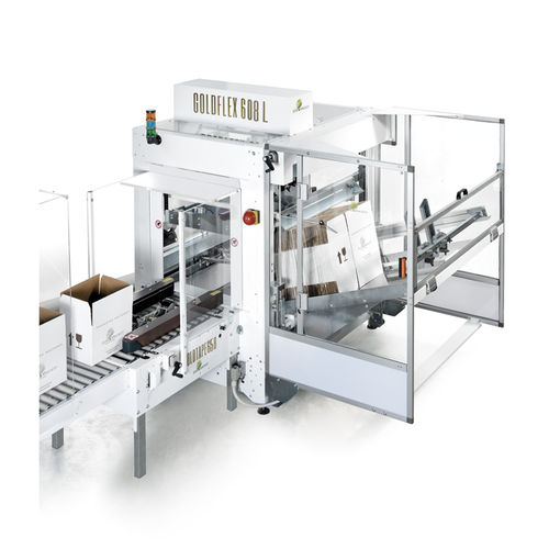 Formadora de caixas automática - GOLDFLEX 608L - MARCHETTI PACKAGING S.r.l. - cola quente hot-melt / fita adesiva / de alta produção