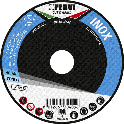 Disco de corte para aço - MTP9115/1.0 - FERVI - em aço