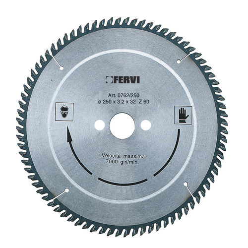 Lâmina para serra circular - 0762/190 - FERVI - de carboneto / para alumínio / de plástico