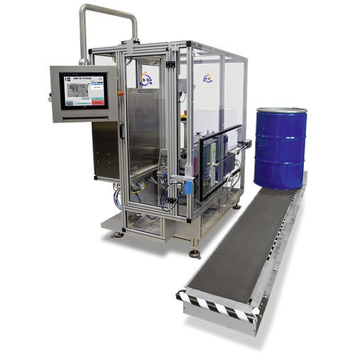 Rotuladora para tambores - BLM - b+b Automations- und Steuerungstechnik GmbH - totalmente automática / para aplicação lateral / para a indústria química