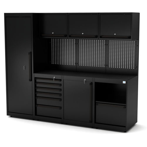 Bancada de trabalho metálica - WB-C241P - RO & Co. S.p.A. Keen Space - para oficina / com 6 gavetas / com painel porta-ferramentas