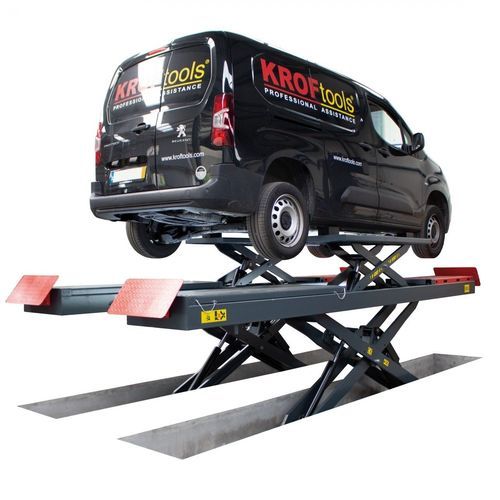 Elevador pantográfico de dupla tesoura - 9824 - KROFtools Professional Tools - 3,5 toneladas / eletro-hidráulico / para carros