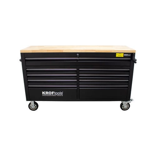 Bancada de trabalho em madeira - 8661 - KROFtools Professional Tools - para garagem / para oficina / com várias gavetas