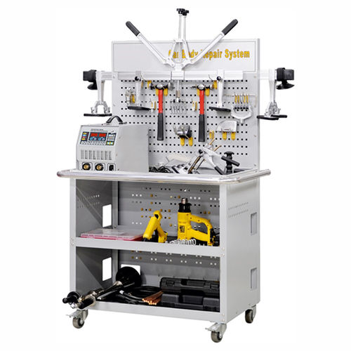 Sistema de reparação de carrocerias de veículos com carrinho - 4200 - KRAUSS TOOLS GmbH - com soldadora