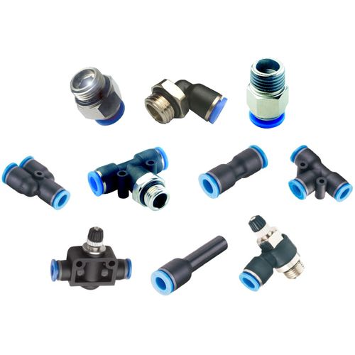 Conexão pneumática - E Series - ALPHA AUTOMATISMES Sarl - rápida / cotovelo de 90° / cotovelo de 45°