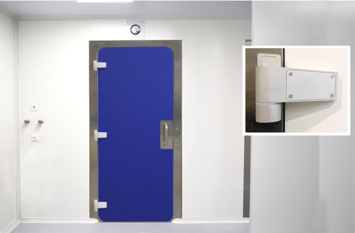 Porta para sala limpa - ALBIAN GROUP - com dobradiças / de alumínio / em aço inoxidável