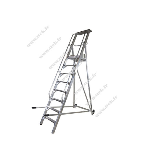 Escada em alumínio anodizado - T90315 - T-TEK sas - dobrável telescópica / com plataforma / móvel