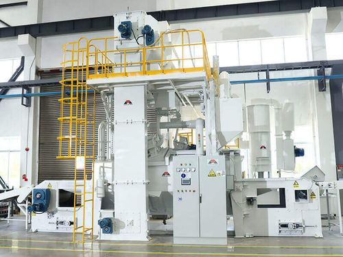 Jateadora de granalha com esteira transportadora de malha metálica - MND series - MAYFLAY Machinery (Huizhou) Co., Ltd. - de turbina / para metais / de chapas