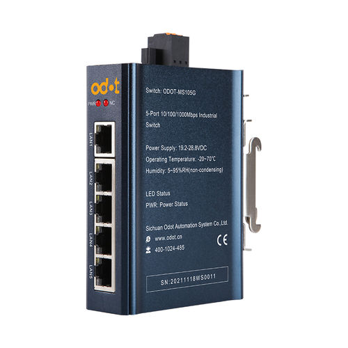 Switch de rede não gerenciável - ODOT-MS105G - ODOT Automation - 5 portas / para trilho DIN / RJ45