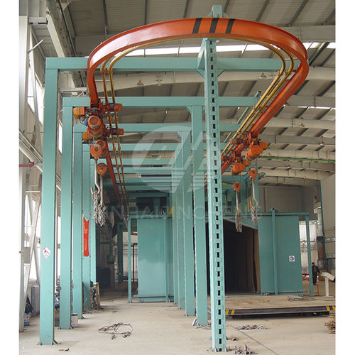 Jateadora de granalha com transportador aéreo - Q38/48 - Qingdao Binhai Jincheng Foundry Machinery Co., Ltd. - para cilindros / para jantes / para molas