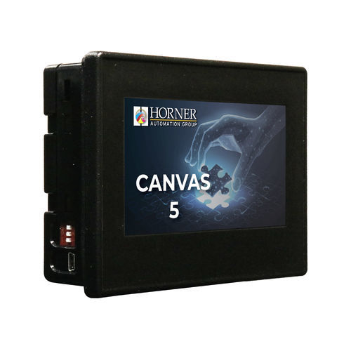 CLP com IHM de tipo touchscreen incorporada - Canvas 5 - Horner Automation - para instalação em painel / com E/S integradas / com entradas analógicas