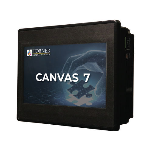 CLP com IHM de tipo touchscreen incorporada - Canvas 7 - Horner Automation - para instalação em painel / com E/S integradas / com entradas analógicas
