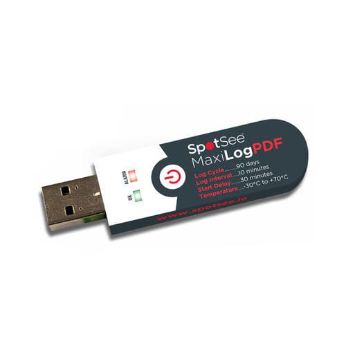 Registrador de dados de temperatura - MaxiLog PDF - SpotSee - USB / para cadeia de frio / com bateria