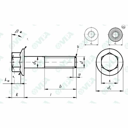 Parafuso de cabeça sextavada flangeada - 8056689421119 - VIPA spa - allen sextavado interno / DIN / ISO