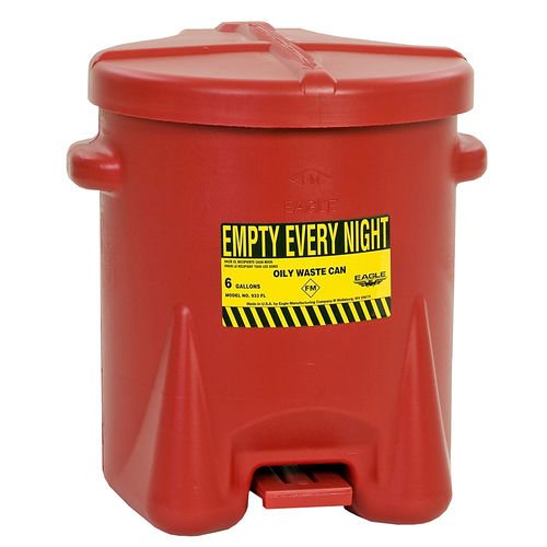 Lixeira em polietileno - 93FL Eagle - Justrite Safety Group - para óleo usado / com tampa redonda / com pedal