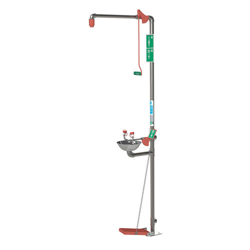 Chuveiro de segurança de piso - 18G85GD - Justrite Safety Group - para ambiente interno / com lava-olhos/face