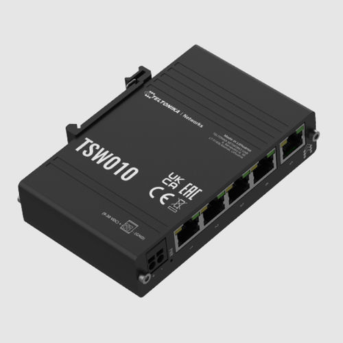Switch de rede não gerenciável - TSW010 - Teltonika Networks - 5 portas / para trilho DIN / de parede