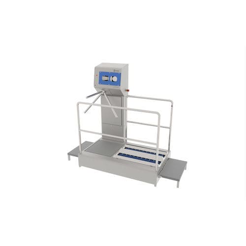 Barreira sanitária com catraca com lavador de solas - INTEGRA PASS-320 - INOXSIS - com desinfecção