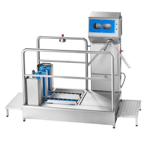 Barreira sanitária com catraca com lavador de solas - INTEGRA PASS-350 - INOXSIS - com desinfecção