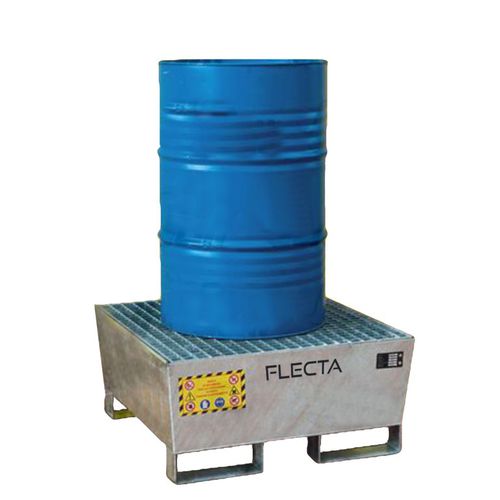 Bacia de contenção 1 tambor - AR-FL082 - FLECTA - metálica / com grelha galvanizada