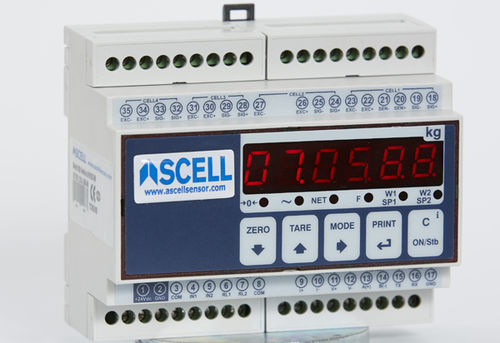 Indicador de peso com display LED - I700DIN - Ascell Sensor,S.L. - para trilho DIN / à prova de água / IP54