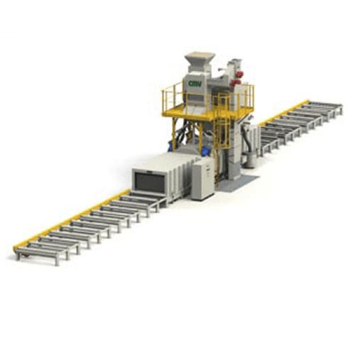 Jateadora de granalha com transportador de rolos - CMV - de turbina / para metais / automática