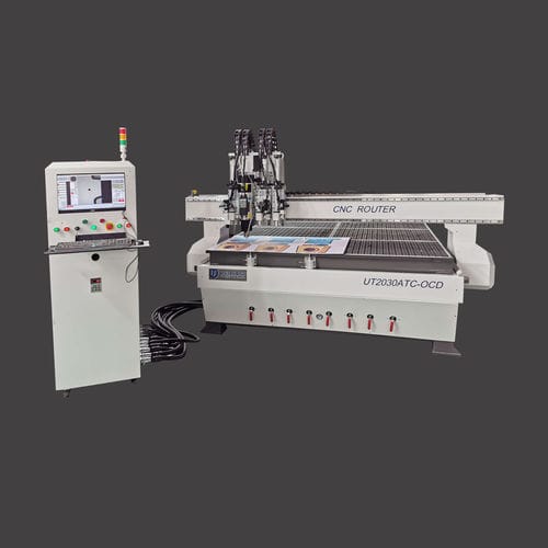 Router CNC - UT2030ATC-OCD - Nanjing Unitec Technology Co.,LTD - de 3 eixos / com pino / de couro