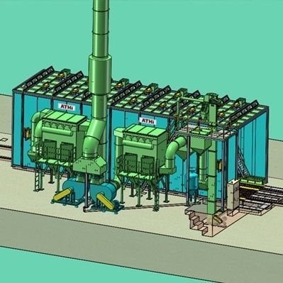 Cabine de jateamento de areia automática - Antai Heavy Industry Machinery Co., Ltd. - com sistema transportador / dupla
