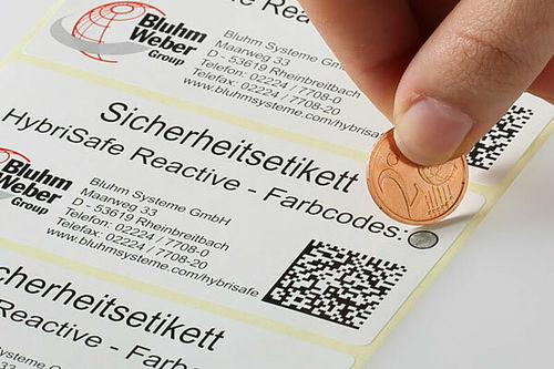 Etiqueta de segurança - Bluhm Systeme GmbH - com motivos impressos
