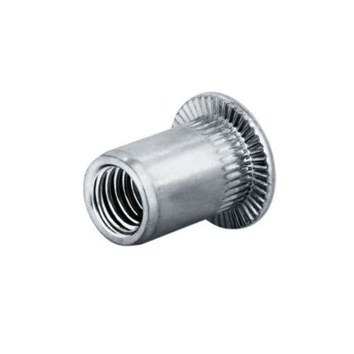 Porca serrilhada - 7551010001-74 - Goebel Group - rebite cego / em aço inoxidável / de cabeça chata