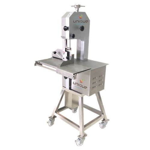 Serra de fita para ossos industrial - JGJ100 - Zibo Unique Machinery Co., Ltd. - em aço inoxidável / com mesa deslizante