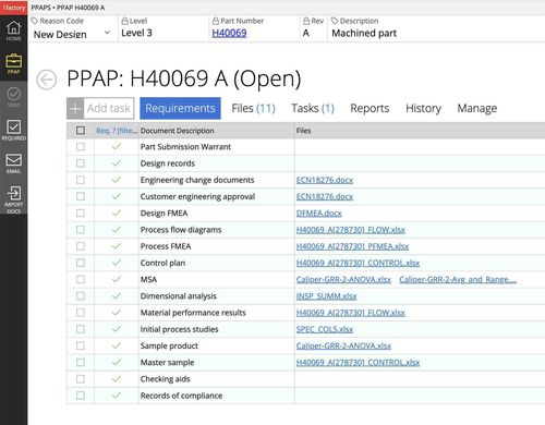 Software de medição - PPAP  - 1factory, Inc. - de controle / de criação / de inspeção