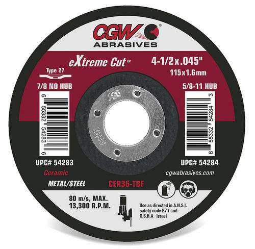 Disco de corte para aço inoxidável - 54280 - CGW Abrasives - para aço