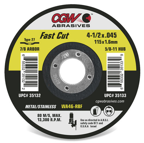 Disco de corte para aço - 35130 - CGW Abrasives - para aço inoxidável / de óxido de alumínio