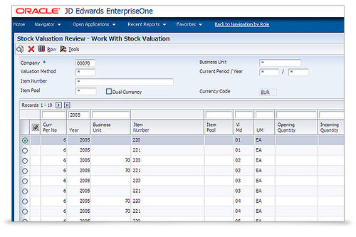 Software de criação de laudos - JD Edwards - Oracle - ERP / de posicionamento / de cadeia de abastecimento