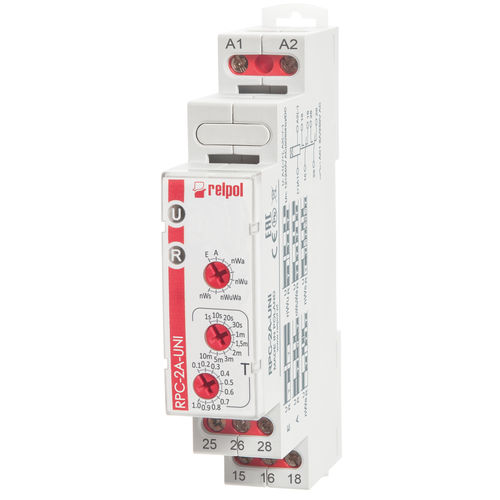 Relé temporizado com retardo na energização (on delay) - RPC-2A-UNI - RELPOL - com retardo na desenergização (off-delay) / multifuncional / para montar em trilho DIN