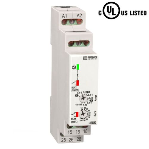 Relé temporizador com retardo na energização (on delay) - LEDK - Broyce Control - para trilho DIN / SPDT