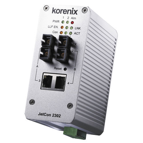 Conversor multimédia - JetCon 2302 - Korenix Technology - Ethernet / de fibra óptica / industrial