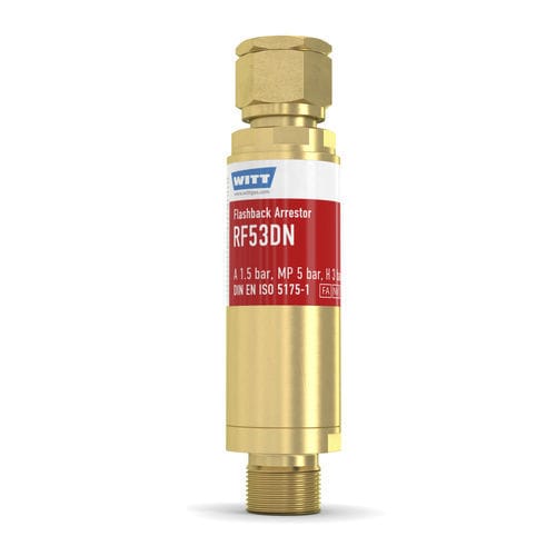Válvula antirretrocesso de chama para operações de corte e soldagem - RF53DN - WITT-Gasetechnik - para a indústria do vidro / para regulador de pressão / para hidrogênio