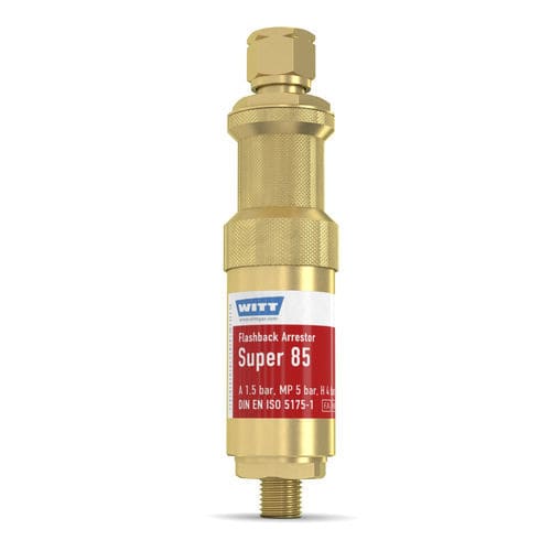 Válvula antirretrocesso de chama com válvula de bloqueio por pressão - Super 85 - WITT-Gasetechnik - com válvula de retenção / rápida / para a indústria do vidro