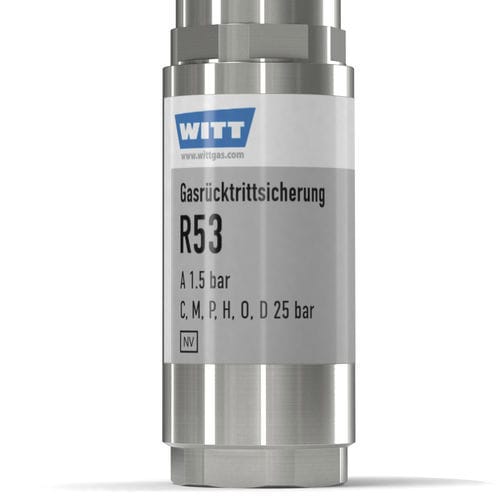 Válvula de retenção para oxigênio - R53-ES - WITT-Gasetechnik - para gás / de proteção / em aço inoxidável