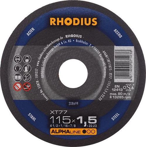 Disco de corte para aço - XT77 - RHODIUS - fino