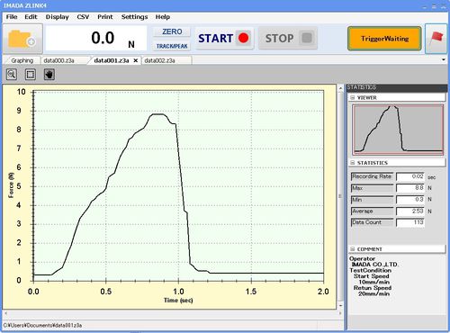Software gráfico - Force-Time (Torque-Time) Graphing Software  ZLINK4 - IMADA - de análise / para teste / medição de força