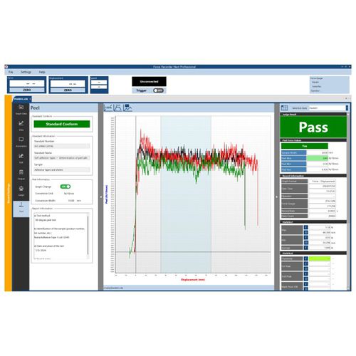 Módulo de software para teste de descasque - IMADA - de cálculo / medição de força / plug-in