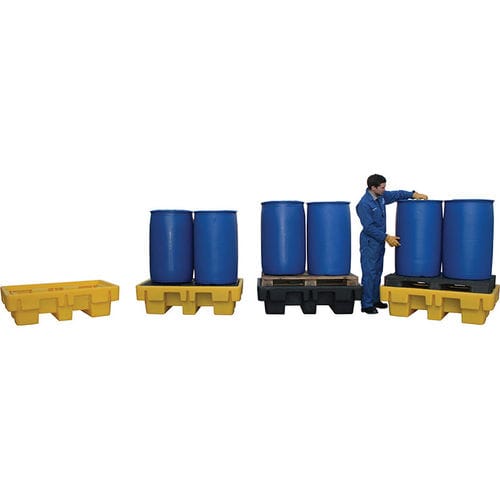 Palete de contenção 2 tambores - SJ-2E-PLAT, SJ-2E-COYE, SJ-2E-BLK - Jonesco - em polietileno