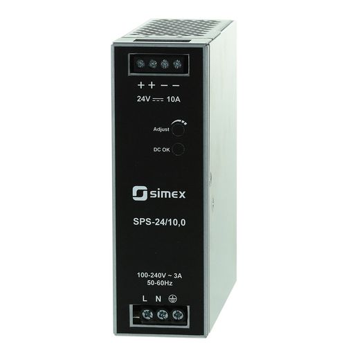 Fonte de alimentação elétrica para trilho DIN - SPS-24/10,0 - SIMEX Sp. z o.o. - CA/CC / com saída simples / com proteção contra curto-circuitos