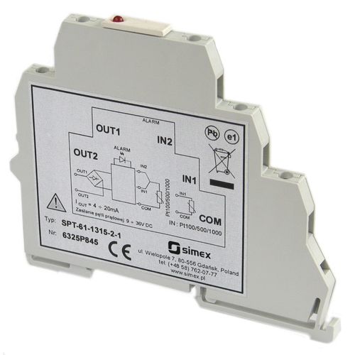 Transmissor de temperatura para trilho DIN - SPT-61 - SIMEX Sp. z o.o. - RTD / de 3 fios / 4–20 mA