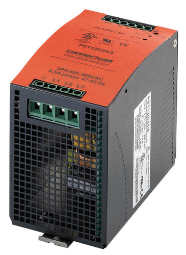 Fonte de alimentação elétrica para trilho DIN - 12 - 48 V, 120 - 480 W | PST120 - PST120 series - Connectwell Industries - CA/CC / chaveada / trifásica