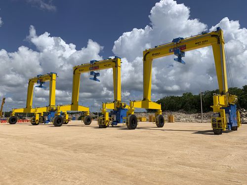 Transportador de contêineres "straddle carrier" para vigas pré-fabricadas em concreto - MST 125 - CIMOLAI TECHNOLOGY - para cargas pesadas / de rodas
